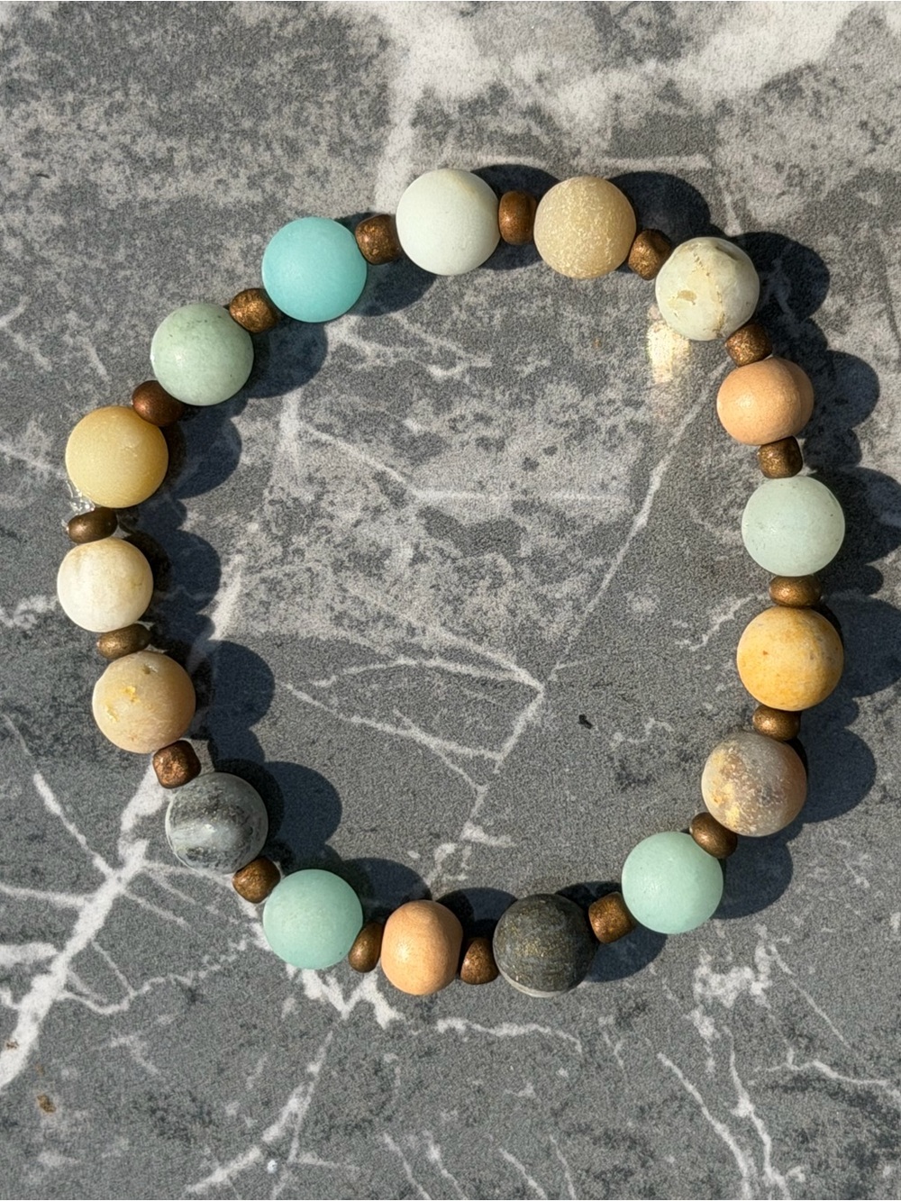 Hand Crafted Amazonite Crystal gemstone bracelet stretch cord